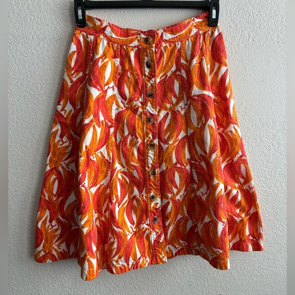 Maeve by Anthropologie Button up Banana Grove Denim Midi A-Line Skirt Orange 4 - Picture 4 of 13